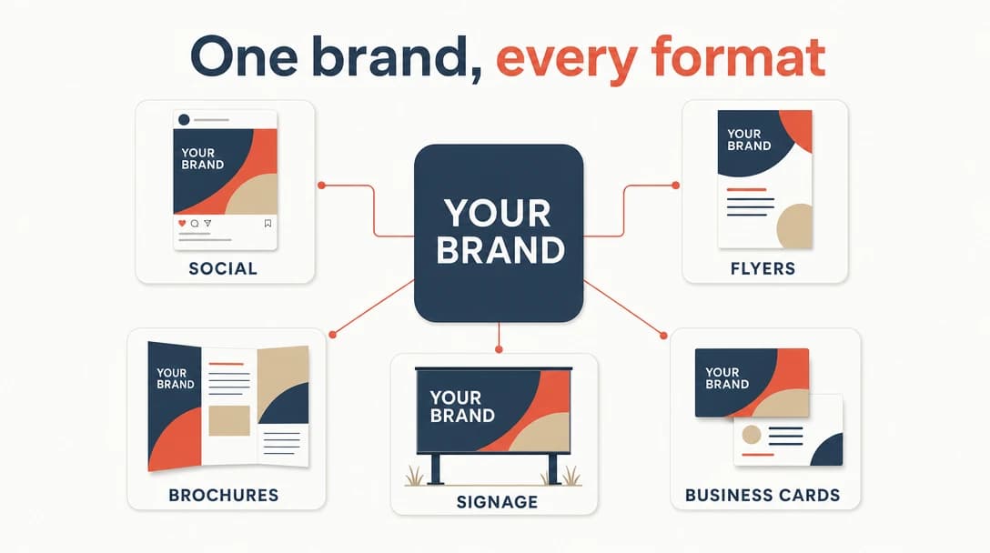 One brand system, delivered print-ready in every format you need.